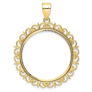 2008 $25 1/2 oz American Buffalo Prong Set D/C Ornate Border Coin Bezel 14k Gold - Picture 1 of 6