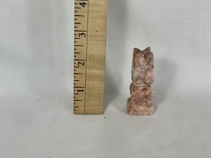 Rose Pink Onyx Marble Chess Piece Aztec Hand Carved “Rook” - Picture 1 of 3