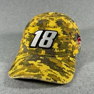 Joe Gibbs Racing Adult Hat Cap Number 18 Yellow Camouflage Kurt Busch Strap Back - Picture 1 of 8