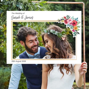 Personalisierter Hochzeit Selfie Rahmen Selfie Schild Blumenstrauß Design Fotorahmen 1792 - Bild 1 von 2