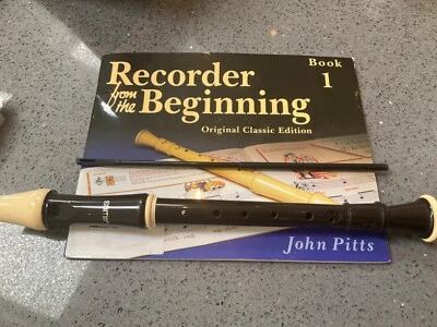 Aulos  recorder in good condition + cleaner and book which has pencil markings - Image 1 of 4