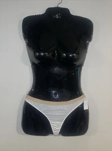 Jessica Simpson White Beige Waistband Thong Panty Underwear Sissy Knickers Large - Picture 1 of 3