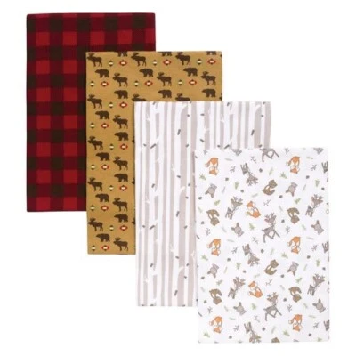 Trend Lab 4 Pack Flannel Receiving Blankets 100% Cotton - Image 1 of 3