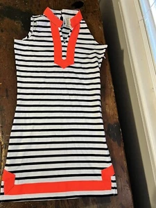 EUC Girls Sail to Sable STS Dress size 12 Sleeveless Navy White Pull on side zip - Picture 1 of 4