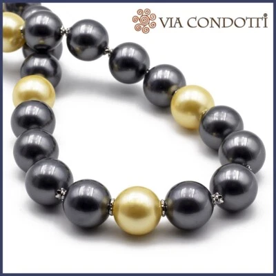 Collana perle grigie e oro in Argento 925 girocollo da donna in pietre naturali - Immagine 1 di 4