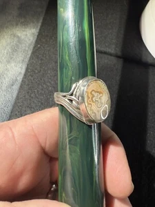Vintage Sterling Large Golden Crazy Lace Agate Wire Band Ring 10. Signed DIEM - Picture 1 of 10