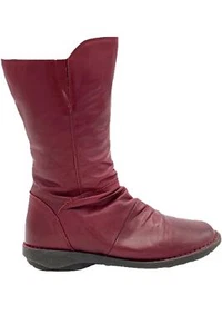 Miz Mooz Leather Ruched Mid Boot Pass Bordeaux - Picture 1 of 5