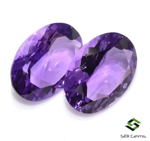 Certified Natural Amethyst Oval Cut Pair 14x10 mm 9.92 Cts Top Purple Loose Gems - Picture 1 of 6