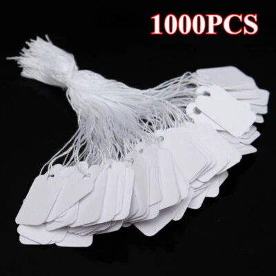1000 etiquetas de precio de venta de garaje talla #5 mercancía blanca cuerda colgante prenda encordada Foto 1 de 4