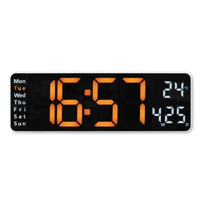 Hama Wanduhr Tischuhr Uhr modern lautlos LED-Display Thermometer Kalender Wecker - Bild 1 von 4