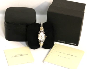 EUC David Yurman Sterling Silver & 14k Yellow Gold Women’s Cable Bangle Watch - Picture 1 of 8