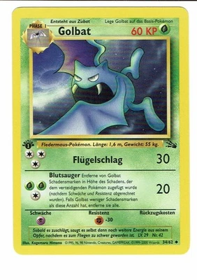 Pokemon Karte Golbat 34/62  Fossil  1. Edition Deutsch  - Bild 1 von 2