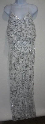 Double Crazy L Grande Blanco Plata Lentejuelas Brillante Pantalones Traje Mono Disco Usado en Excelente Condición Foto 1 de 4