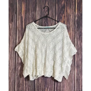 Poncho Top Maurices Mujer L Blanco Crochet Tejido Boho Festival Fluido Cubre - Imagen 1 de 15