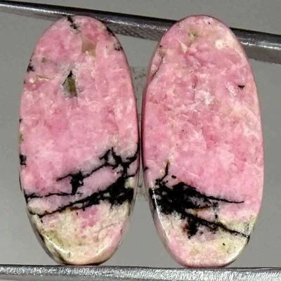 25.80Cts Natural Rhodonite Oval Pair Loose Gemstone Earring Making 11x23x4mm - Image 1 of 4