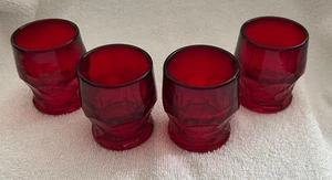 Viking Georgian Small Ruby Tumbler Shot Glass 2-1/2" Set of 4 Vintage - Picture 1 of 6