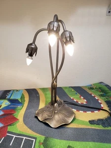 Vintage Cast Metal 3 Arm Lotus Lamp Lily Pad Base - Picture 1 of 7
