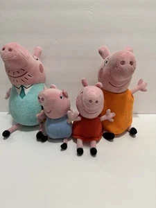 Peppa Pig Family Teddy, Parents Has 9.5 in And Peppa And Brother 6.5 in - Picture 1 of 12