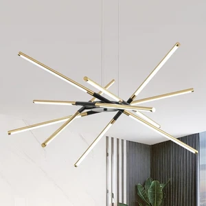 36" Modern LED Chandelier for Dining Room, Black and Gold Sputnik Chandelier,... - Picture 1 of 9