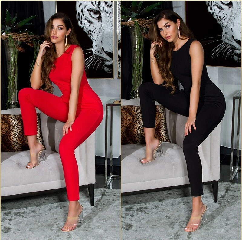 Koucla Damen Overall Jumpsuit Playsuit Bateau Ausschnitt Milax-Fashion - Bild 1 von 1