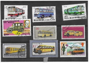 Lot de timbres du monde sur le thème des MOTO / VEHICULES / VOITURES / BUS - Picture 1 of 1