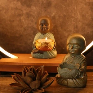 Estatua de Buda Zen Candelabro Estatuilla Resistente Duradera para Decoración de Templo del Hogar - Imagen 1 de 27