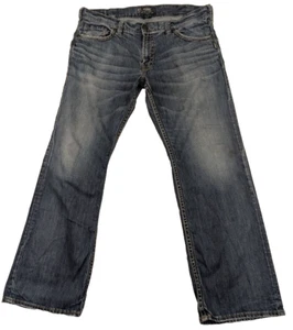Silver Jeans Mens Size 40x33 Distressed ZAC Dark Blue Baggy Relaxed Straight - Picture 1 of 17