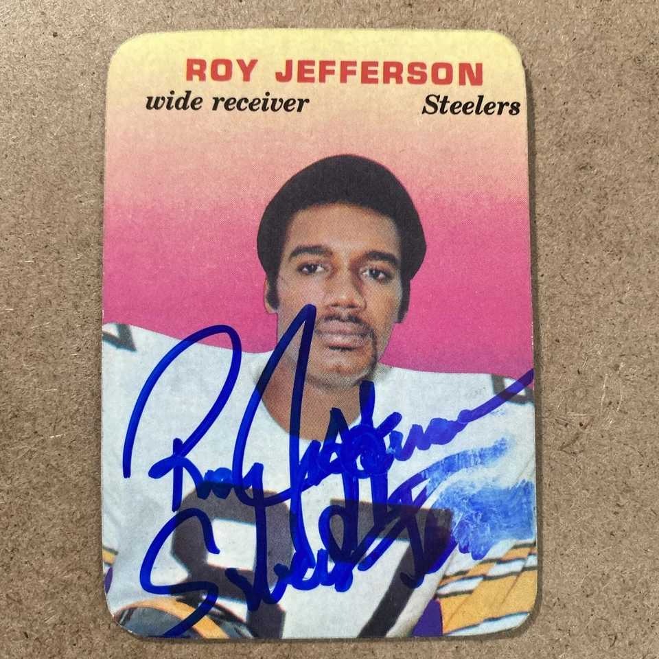1970 Topps Super Glossy Roy Jefferson #17 AUTOGRAPHED Card Pittsburgh Steelers - Image 1 of 1