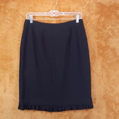 Falda SUNNY LEIGH Mujer Pequeña Talla 6 Negra Lápiz Volantes Dobladillo Clásica Foto 1 de 4