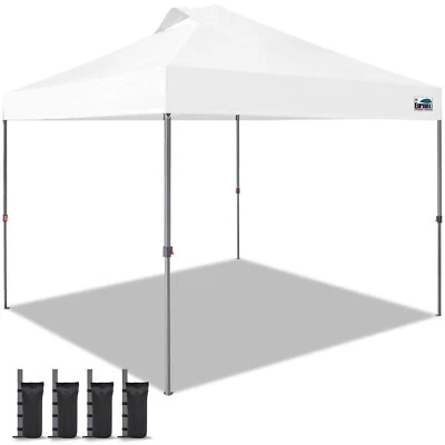 Eurmax One Push Setup 10x10ft Pop Up Canopy with Vented Top,Bonus 4 Sand Bags