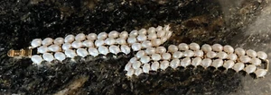 CROWN TRIFARI 1960's Cabochon Faux Pearl Bypass Vintage Bracelet - Picture 1 of 3