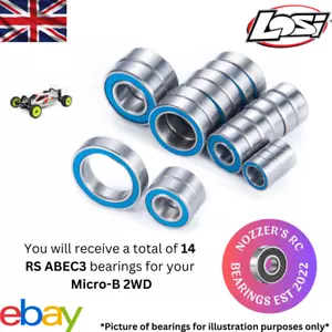 Losi Micro-B 2WD Nozzer's RC Complete 14 RS ABEC-3 Bearing Kit UK Stock - Picture 1 of 11