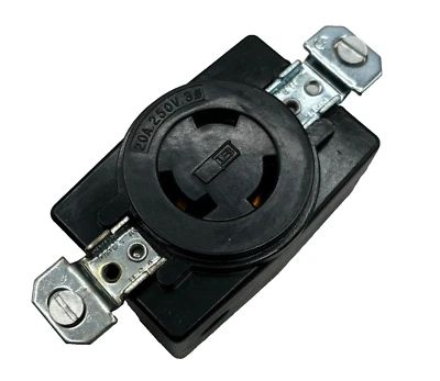 BRYANT 71120-FR BLACK LOCKING FLUSH RECEPTACLE 3 POLE 3 WIRE 20A 250V QTY: 1 🎯 - Image 1 of 4