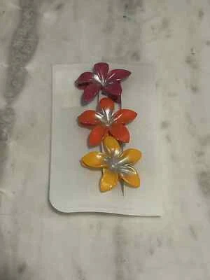 Juego de 3 pinzas para el cabello hawaianas pequeñas flores rosa naranja y amarillo nuevas Foto 1 de 3