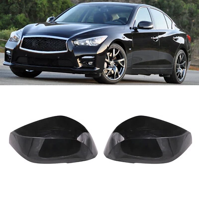 Par de tapas de cubierta de espejo negro brillante de repuesto para Infiniti QX30 Q50 Q60 Q70 Foto 1 de 4