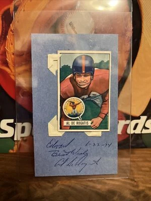 1951 Bowman Football #55 Al De Rogatis RC Mounted on Cardboard with Auto Nm - Image 1 of 2