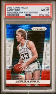 Larry Bird REFRACTOR 2013 Panini Prizm RED WHITE BLUE PULSAR Monster Box PSA 8