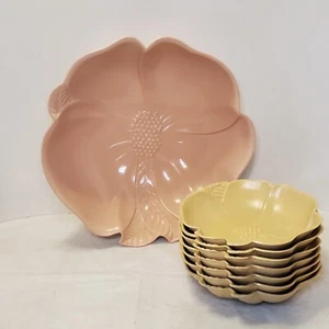 Juego de ensaladeras de hibisco vintage de melamina Hoffman Industries 8 piezas - Imagen 1 de 10