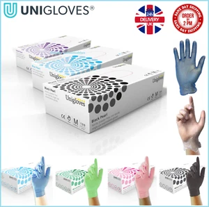 DISPOSABLE NITRILE GLOVES 100% POWDER FREE LATEX FREE BLACK, BLUE, S,M,L,XL - Picture 1 of 18