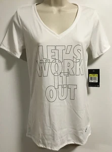 Nike "Let's Work It Out" V-neck Women's Dri-Fit Tee - White - Imagen 1 de 2