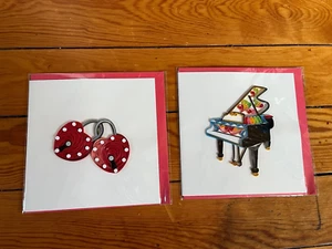 Lot of Red Double Heart Padlocks & Rainbow Grand Piano Quilling Greeting Cards - - Imagen 1 de 7