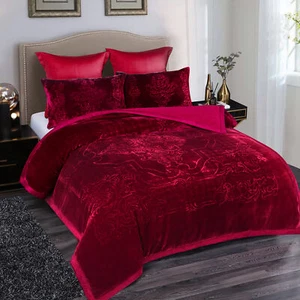 Winter Bed Blankets Queen King Super Soft Sherpa Blanket 3 Ply Quilt With 2 Sham - Picture 1 of 91