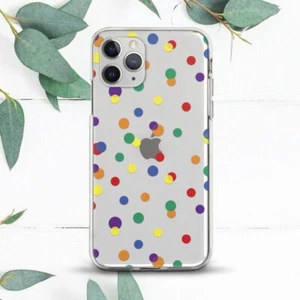 Rainbow bunte Tupfen Tupfen Durchsichtige Hülle für iPhone X SE 11 12 13 14 15 Pro Max XR - Bild 1 von 1