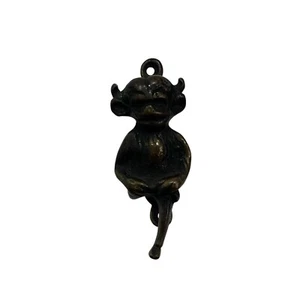 Vintage Devil Door Knocker Brass Sitting Imp Made In England Size 3.5” - Picture 1 of 15