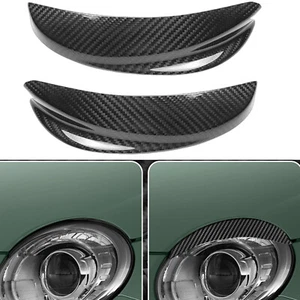 2x Carbon Fiber Headlight Eyebrow Trim Cover For Fiat 500 Abarth 2016-2023 - Picture 1 of 7