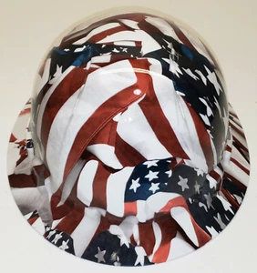 Hydro Dip Traditional American Flags Briggs HBFC-7G Full Brim Vented Hard Hat - Picture 1 of 6