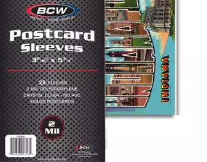 (25) BCW Postcard Sleeves Postcard Photo Soft Loose Sleeves FREE SHIPPING - Picture 1 of 3