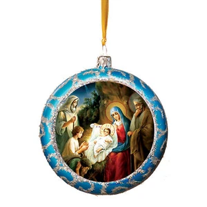 Belén de Cristo Icono Religioso Redondo Adorno de Navidad 4 3/4 Pulgadas - Imagen 1 de 2