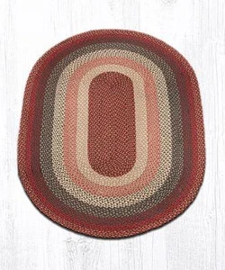 Tappeto ovale in juta intrecciata. Tappeti di terra. BORGOGNA/ROSSO, GRIGIO, CREMA. 3 misure. - Foto 1 di 2