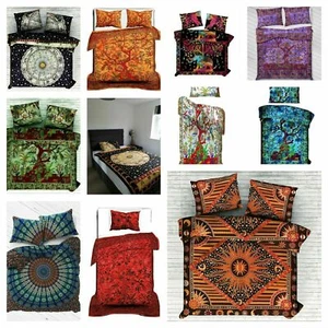 Indian Mandala Pattern Single Double Coloured Bedding Duvet Bohemian Cover Throw - Picture 1 of 23